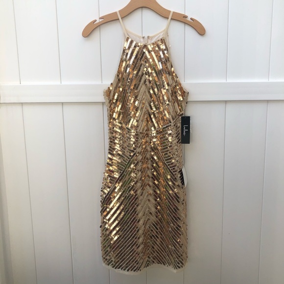 NWT Lulu’s Gold Sequin Bodycon Dress - Small - Picture 3 of 12